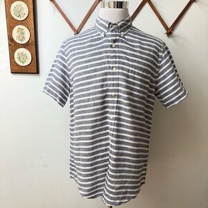 J. Crew Linen Striped Oxford Button Down Shirt
